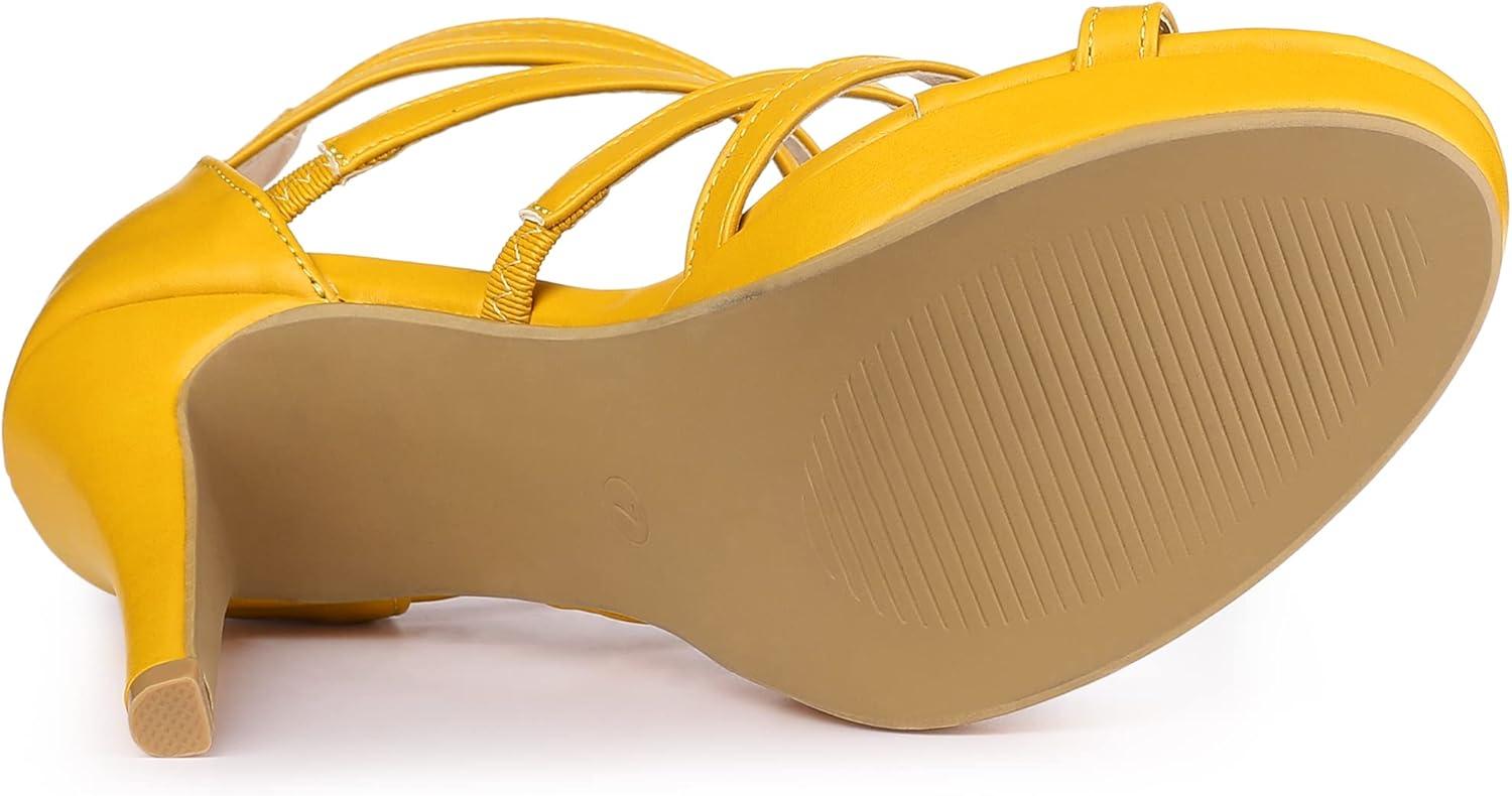 imageAllegra K Womens Platform Gladiator Strappy Indianapolis Stiletto Heel SandalsYellow