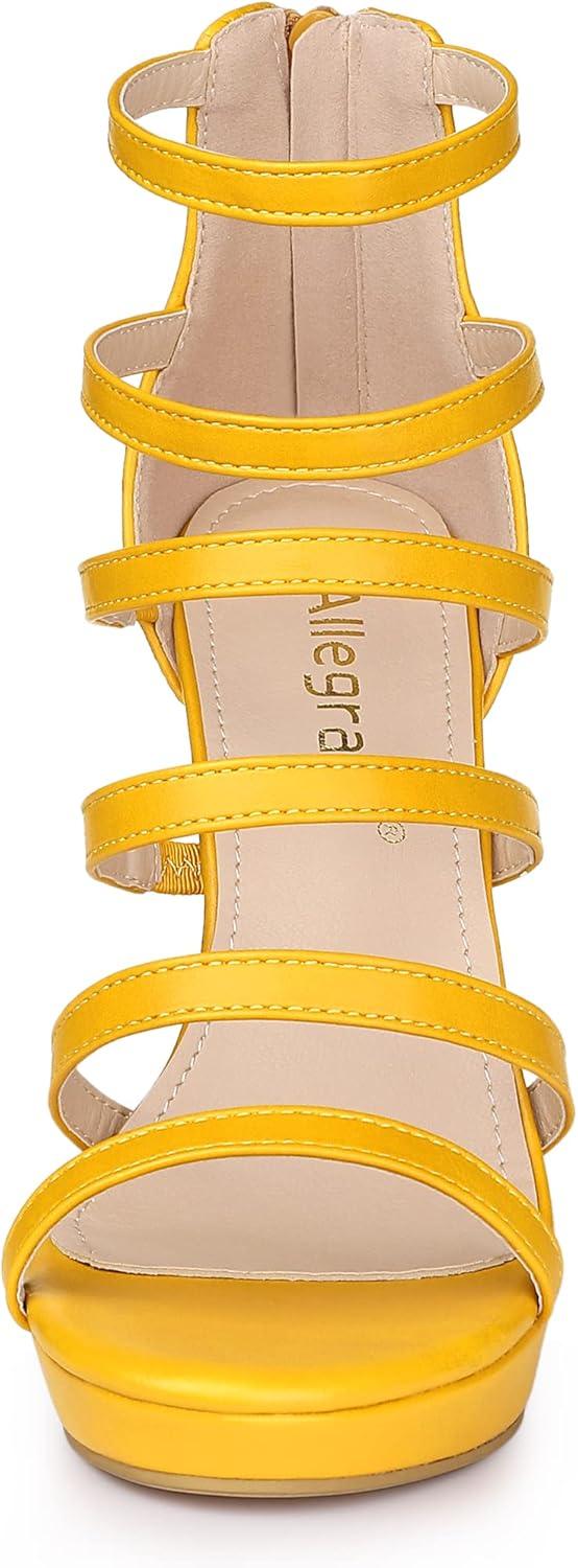 imageAllegra K Womens Platform Gladiator Strappy Indianapolis Stiletto Heel SandalsYellow