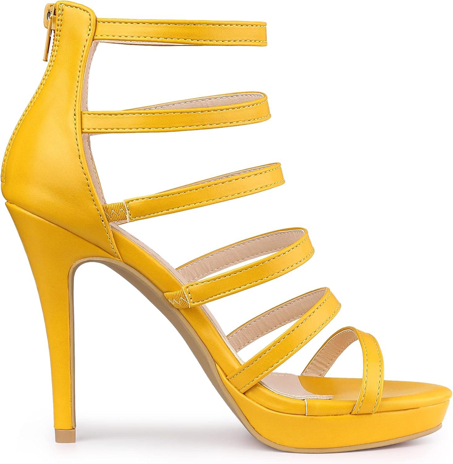 imageAllegra K Womens Platform Gladiator Strappy Indianapolis Stiletto Heel SandalsYellow