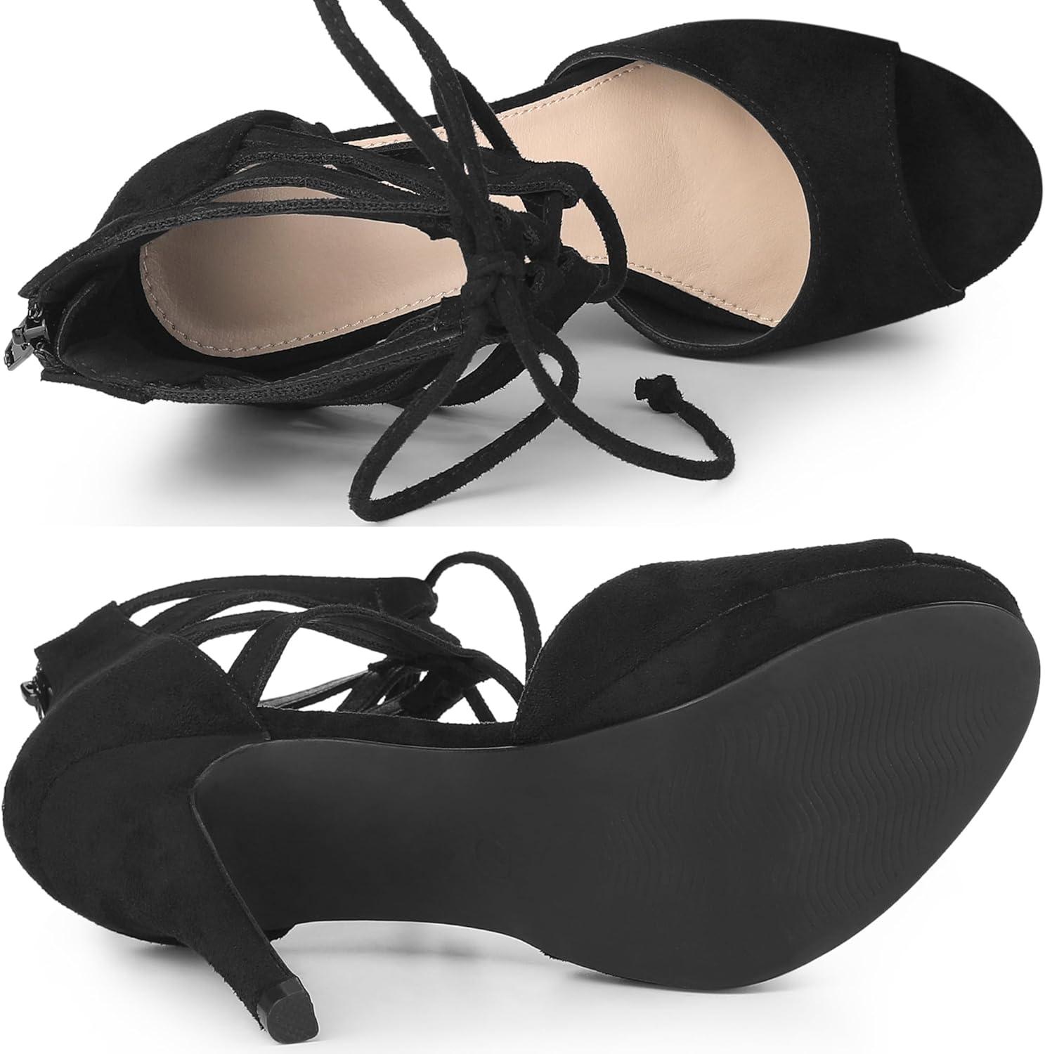 imageAllegra K Womens Platform Gladiator Strappy Open Toe Stiletto High Heel SandalsBlack