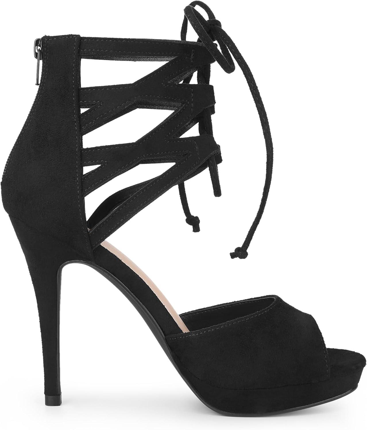 imageAllegra K Womens Platform Gladiator Strappy Open Toe Stiletto High Heel SandalsBlack