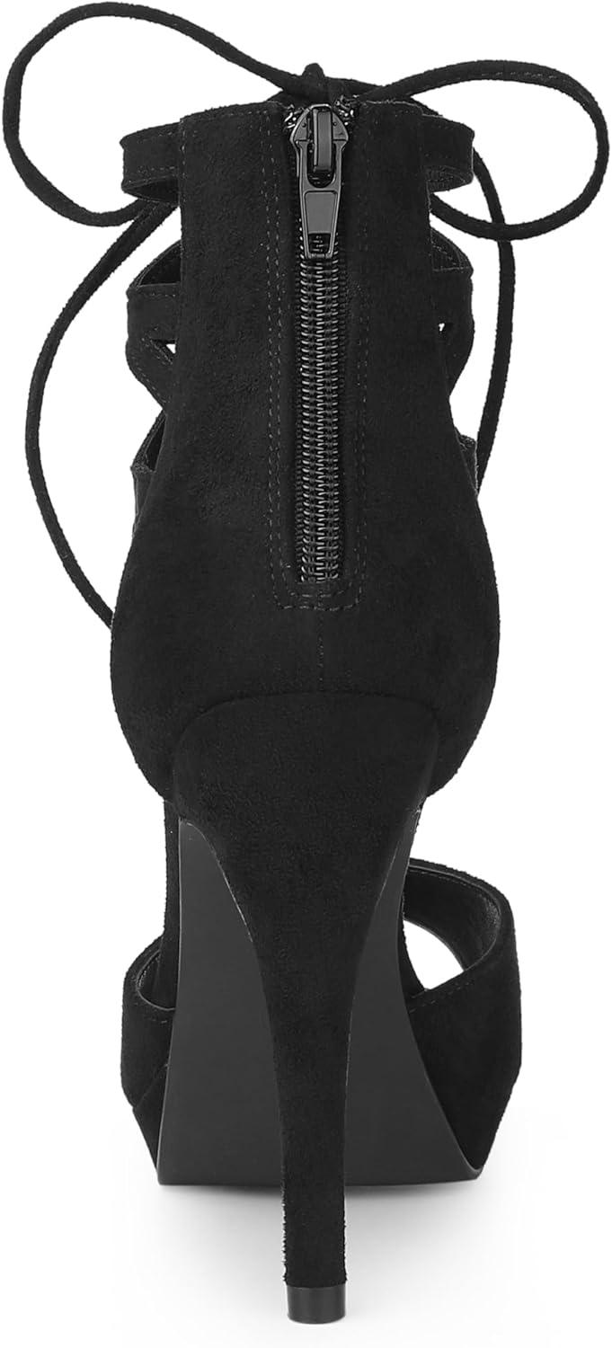 imageAllegra K Womens Platform Gladiator Strappy Open Toe Stiletto High Heel SandalsBlack