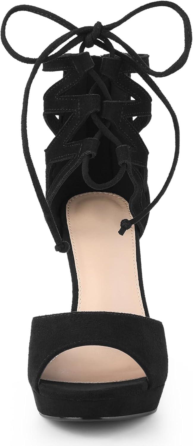 imageAllegra K Womens Platform Gladiator Strappy Open Toe Stiletto High Heel SandalsBlack