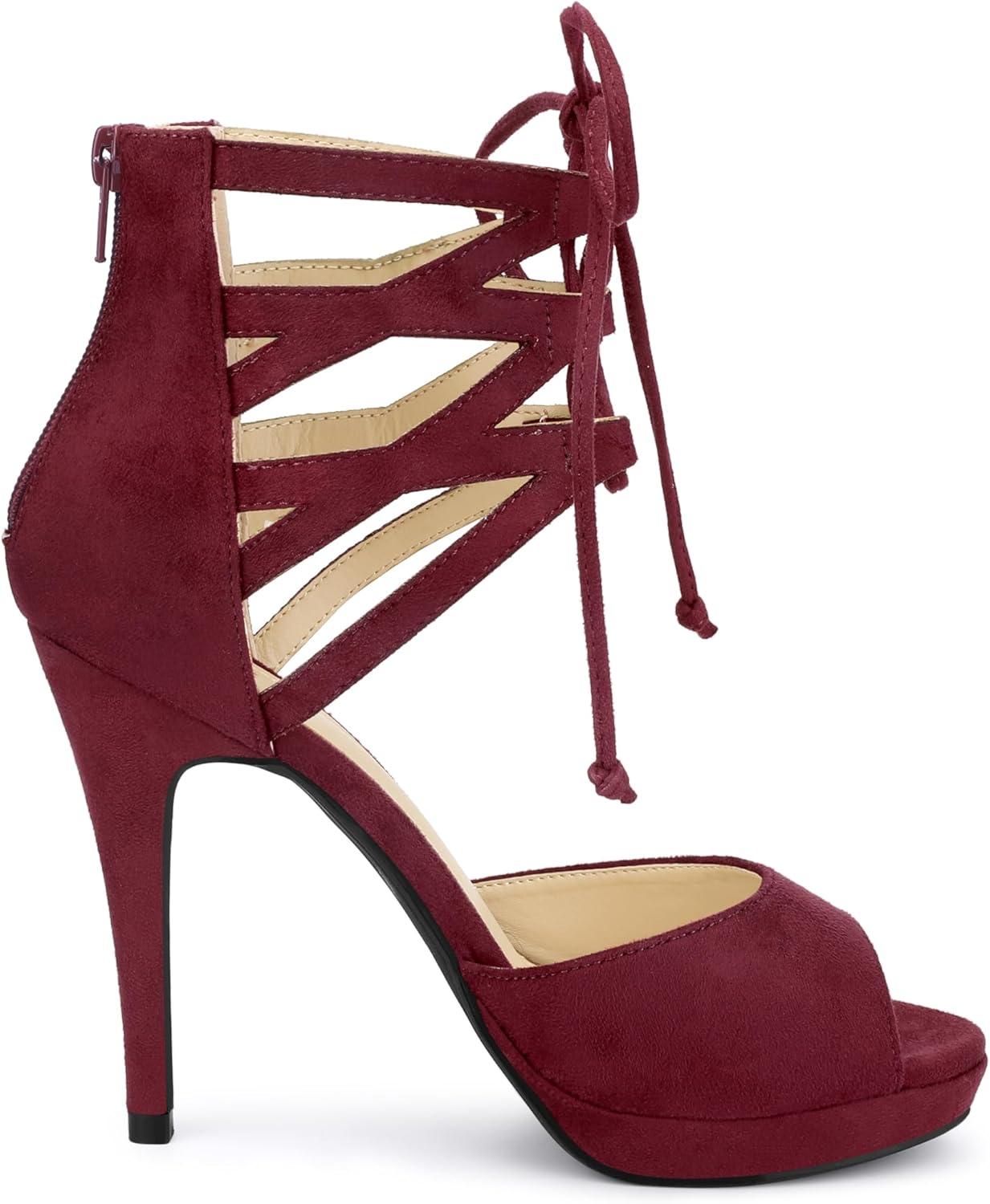 imageAllegra K Womens Platform Gladiator Strappy Open Toe Stiletto High Heel SandalsBurgundy