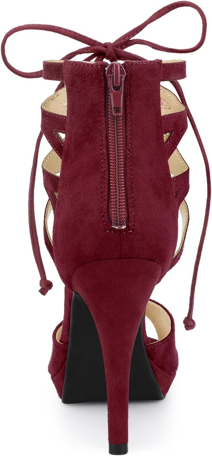 imageAllegra K Womens Platform Gladiator Strappy Open Toe Stiletto High Heel SandalsBurgundy