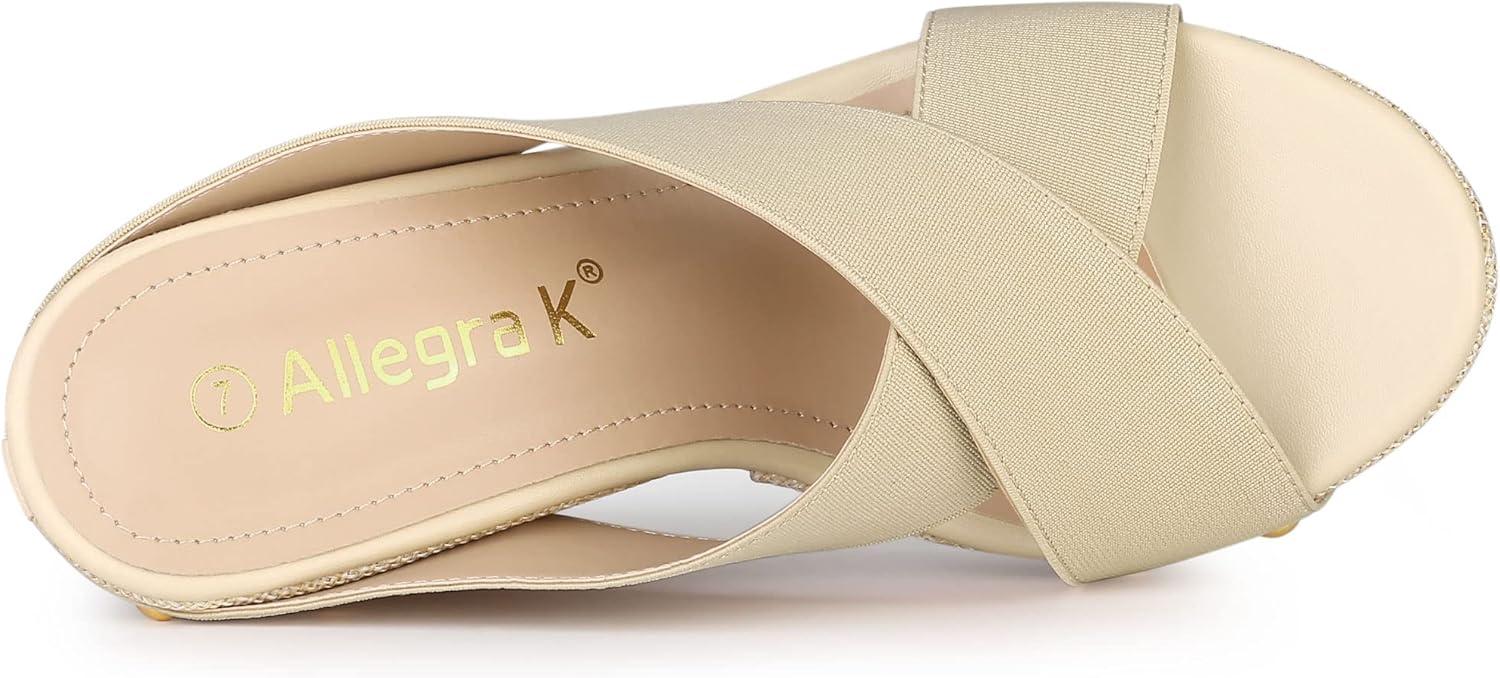 imageAllegra K Womens Platform Slide Wedge SandalsBeige