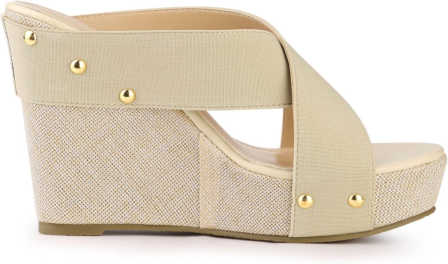 imageAllegra K Womens Platform Slide Wedge SandalsBeige