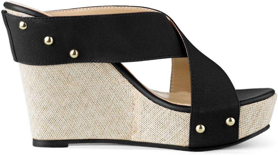 imageAllegra K Womens Platform Slide Wedge SandalsBlack