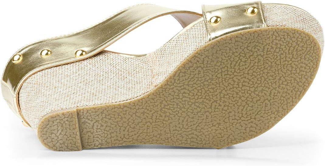 imageAllegra K Womens Platform Slide Wedge SandalsGold Tone