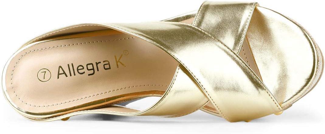 imageAllegra K Womens Platform Slide Wedge SandalsGold Tone