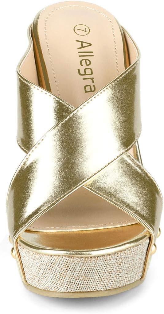 imageAllegra K Womens Platform Slide Wedge SandalsGold Tone