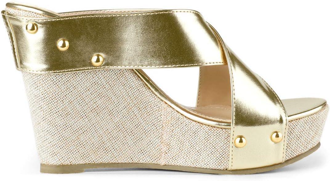 imageAllegra K Womens Platform Slide Wedge SandalsGold Tone