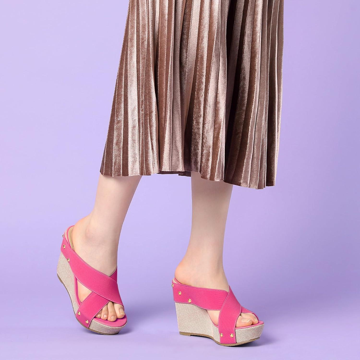 imageAllegra K Womens Platform Slide Wedge SandalsPink