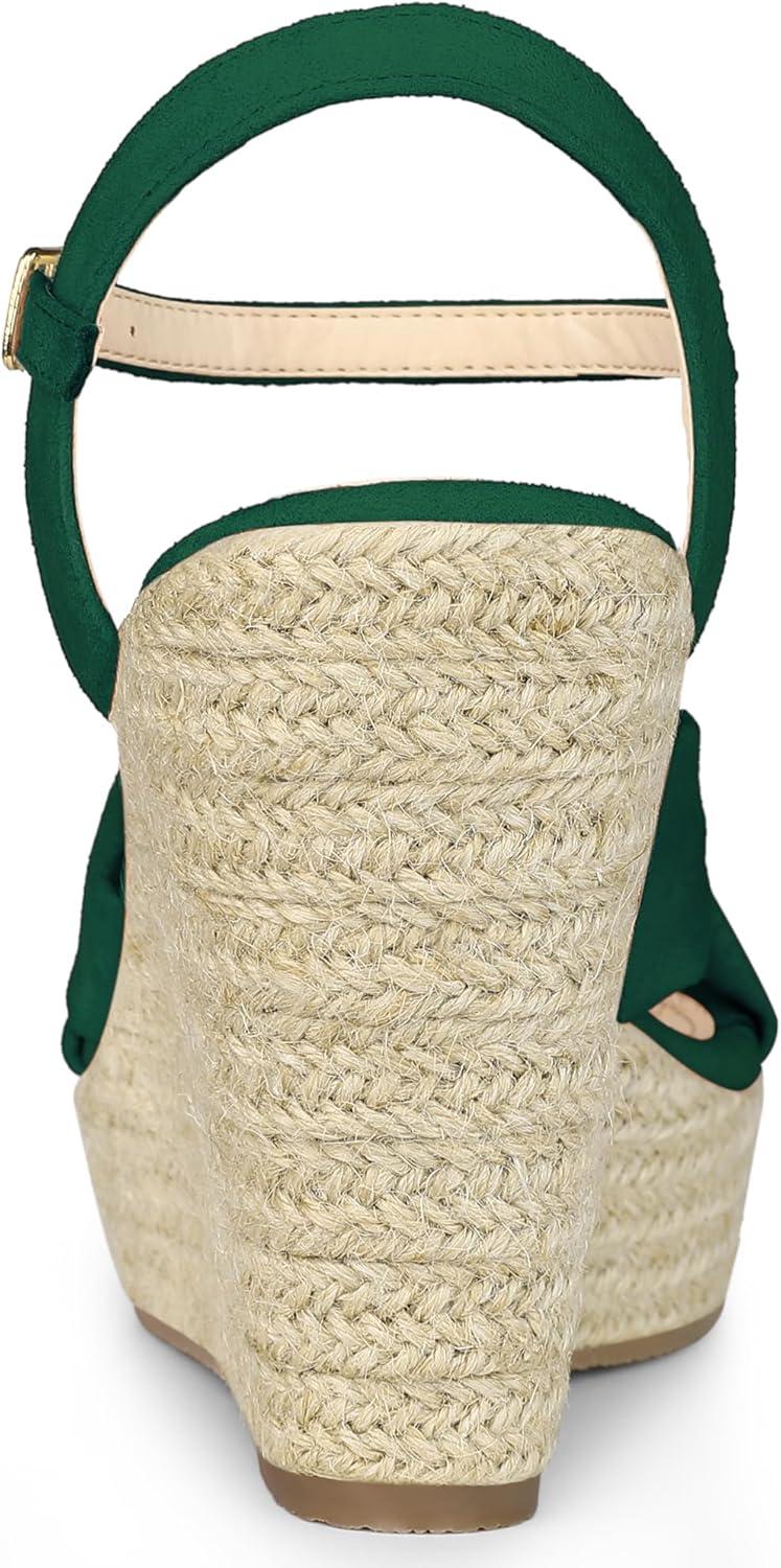 imageAllegra K Womens Platform Slingback Espadrille Wedge Heel SandalsDark Green