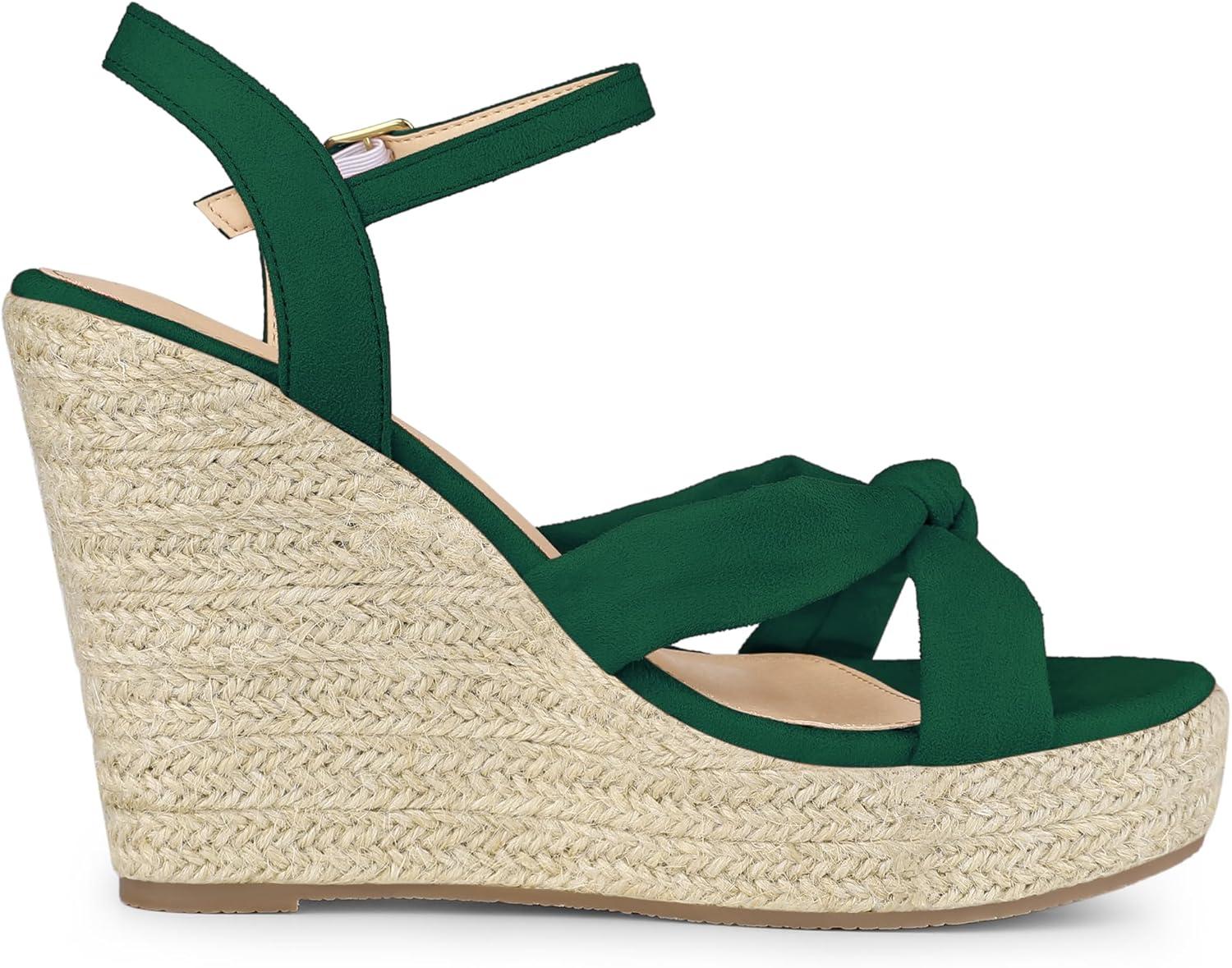 imageAllegra K Womens Platform Slingback Espadrille Wedge Heel SandalsDark Green