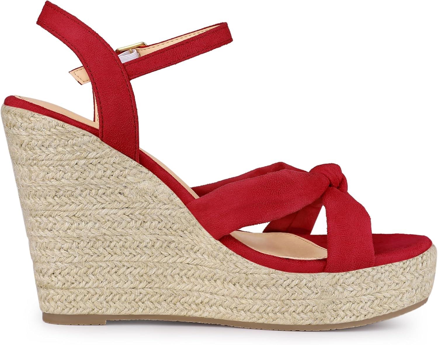imageAllegra K Womens Platform Slingback Espadrille Wedge Heel SandalsRed