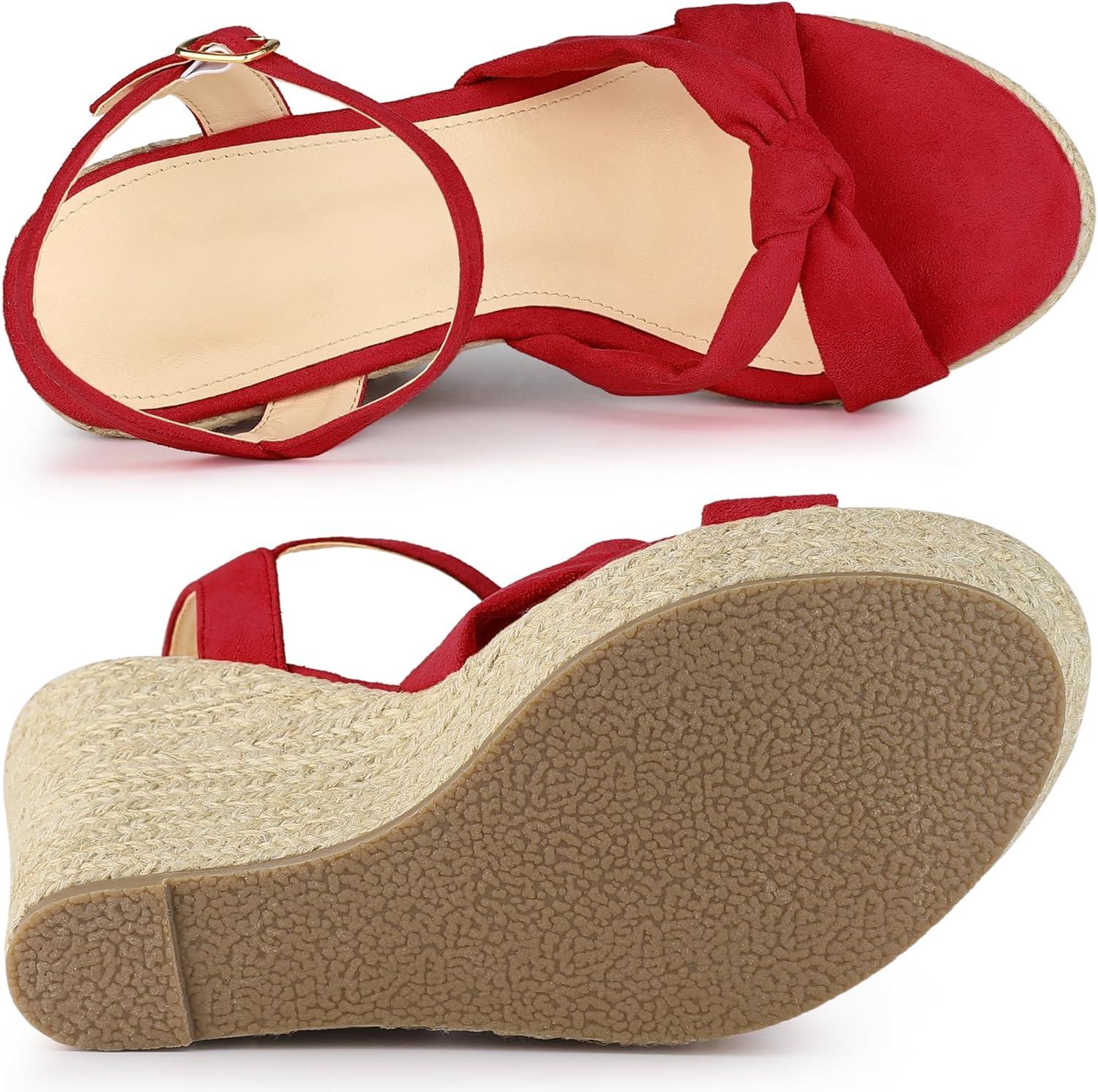 imageAllegra K Womens Platform Slingback Espadrille Wedge Heel SandalsRed