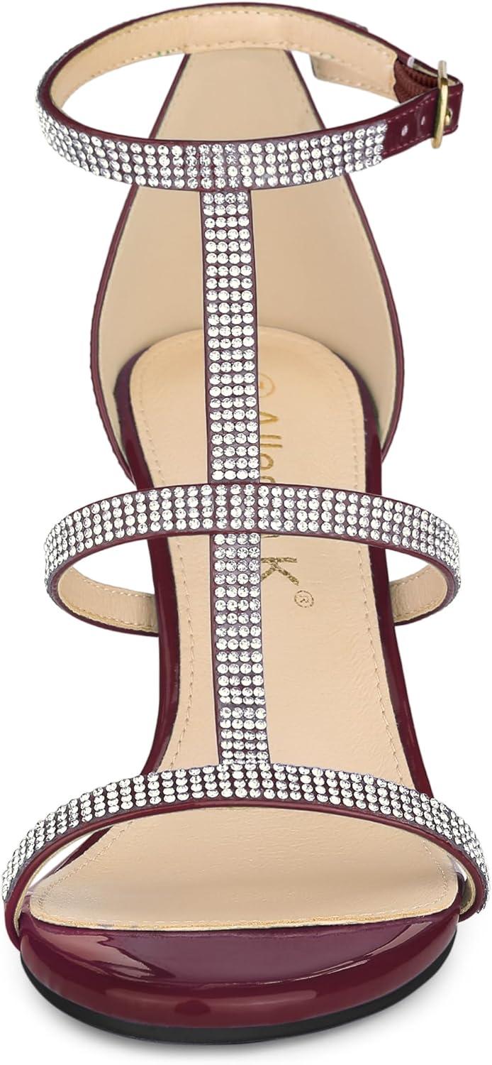 imageAllegra K Womens Rhinestone Ankle Strap Stiletto High Heel SandalsBurgundy