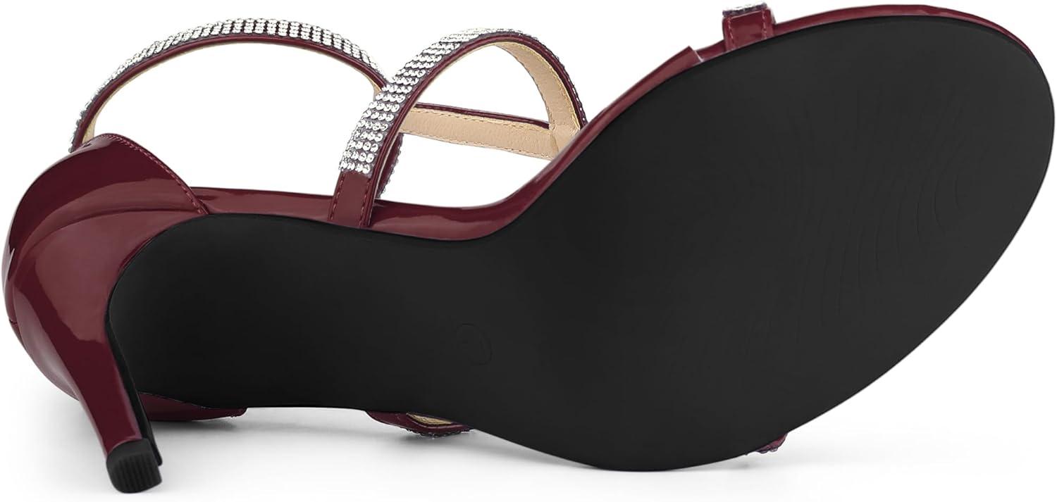 imageAllegra K Womens Rhinestone Ankle Strap Stiletto High Heel SandalsBurgundy