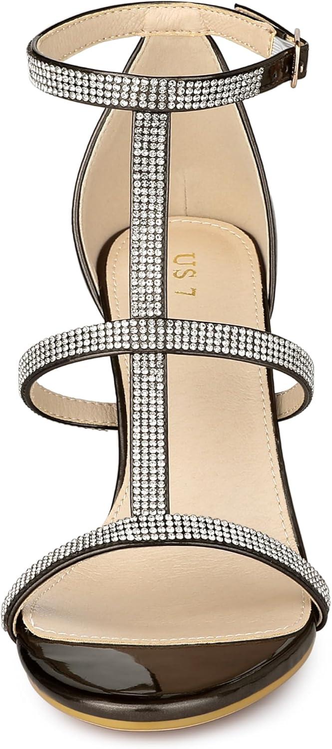 imageAllegra K Womens Rhinestone Ankle Strap Stiletto High Heel SandalsGunmetal