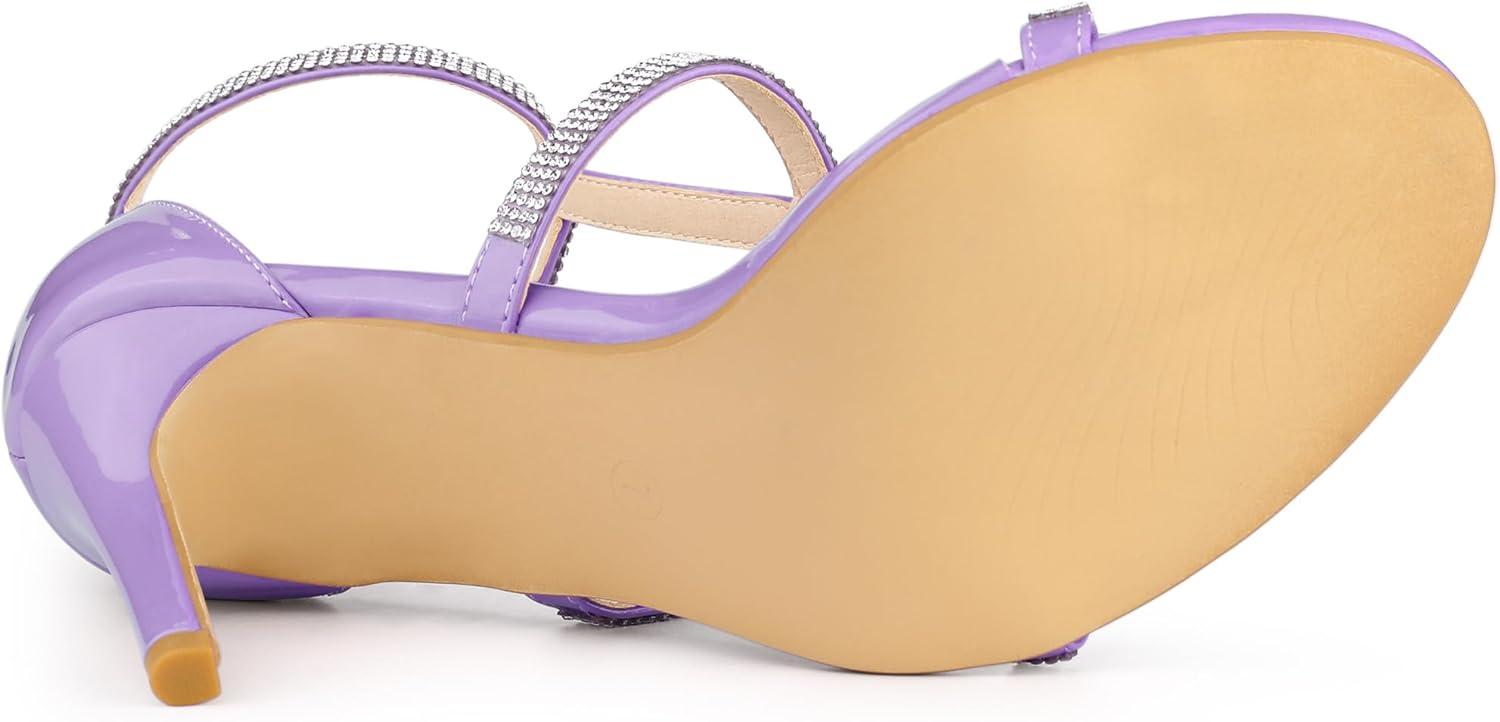 imageAllegra K Womens Rhinestone Ankle Strap Stiletto High Heel SandalsPurple