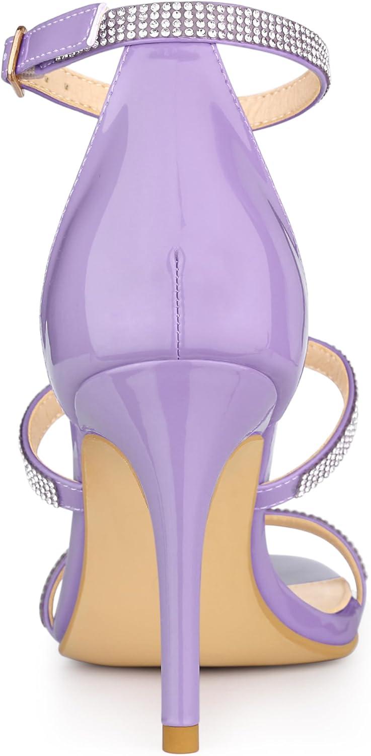 imageAllegra K Womens Rhinestone Ankle Strap Stiletto High Heel SandalsPurple