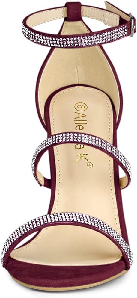 imageAllegra K Womens Rhinestone Ankle Strap Stiletto High Heels SandalsBurgundy
