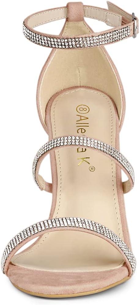 imageAllegra K Womens Rhinestone Ankle Strap Stiletto High Heels SandalsDust Pink