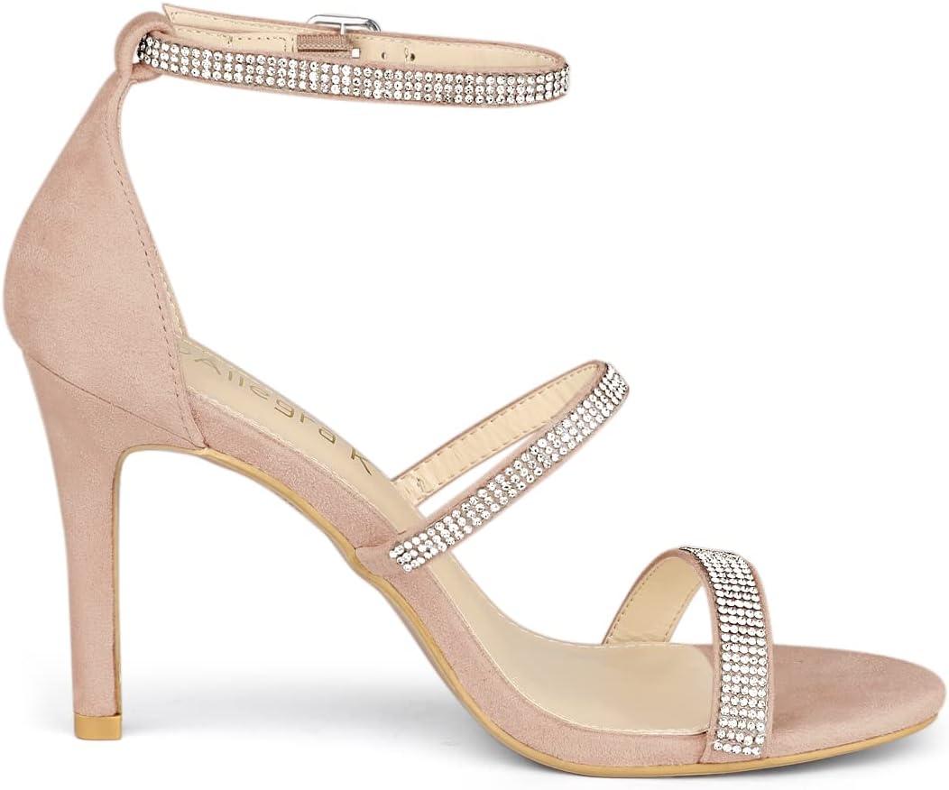 imageAllegra K Womens Rhinestone Ankle Strap Stiletto High Heels SandalsDust Pink