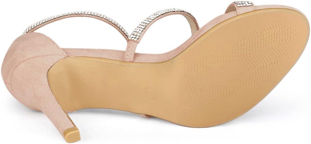 imageAllegra K Womens Rhinestone Ankle Strap Stiletto High Heels SandalsDust Pink
