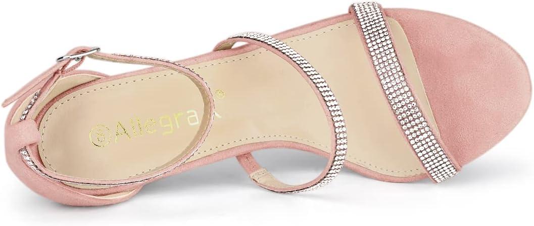 imageAllegra K Womens Rhinestone Ankle Strap Stiletto High Heels SandalsLight Pink