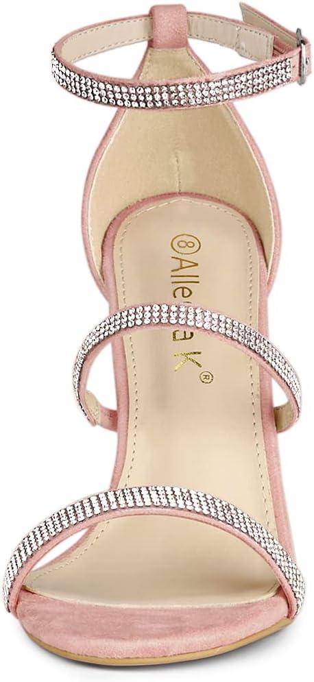 imageAllegra K Womens Rhinestone Ankle Strap Stiletto High Heels SandalsLight Pink