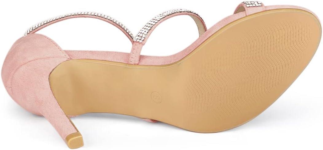 imageAllegra K Womens Rhinestone Ankle Strap Stiletto High Heels SandalsLight Pink