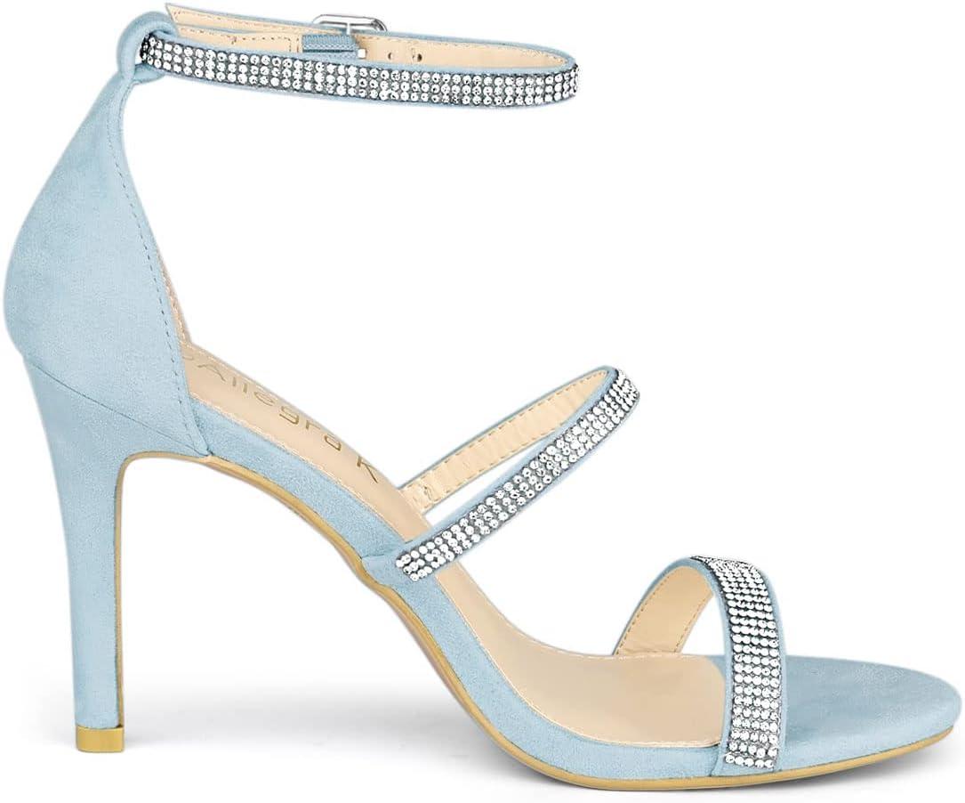 imageAllegra K Womens Rhinestone Ankle Strap Stiletto High Heels SandalsSky Blue