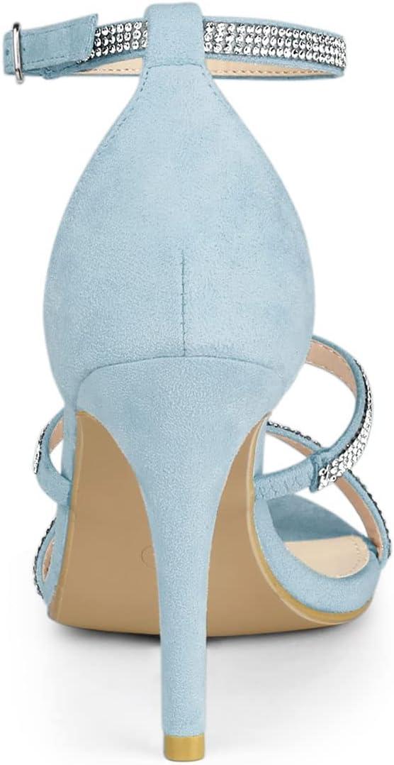 imageAllegra K Womens Rhinestone Ankle Strap Stiletto High Heels SandalsSky Blue