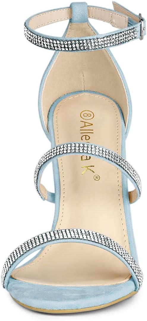 imageAllegra K Womens Rhinestone Ankle Strap Stiletto High Heels SandalsSky Blue