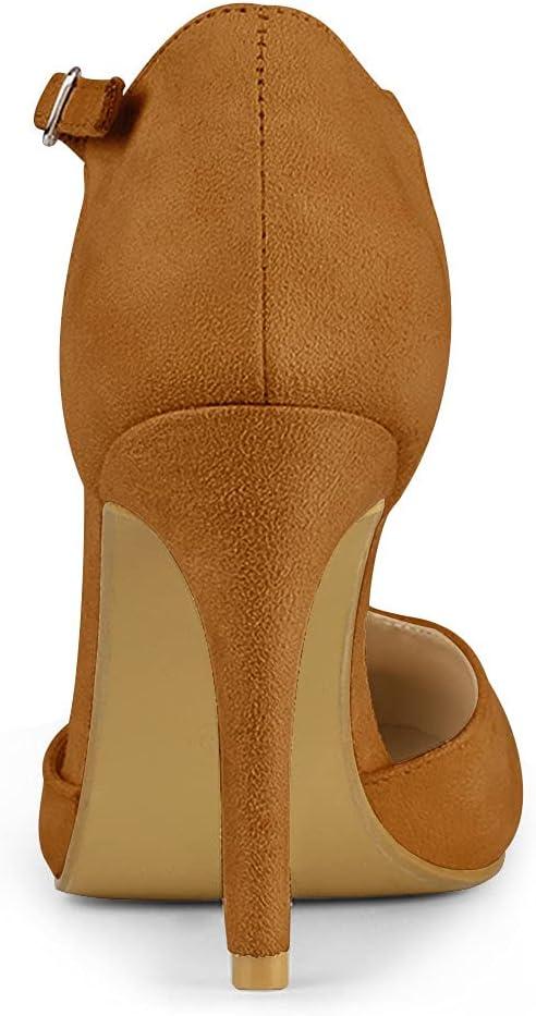 imageAllegra K Womens Rounded Toe Stiletto Heel TStrap Dress PumpsBrown