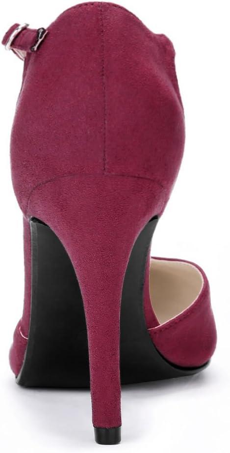 imageAllegra K Womens Rounded Toe Stiletto Heel TStrap Dress PumpsBurgundy