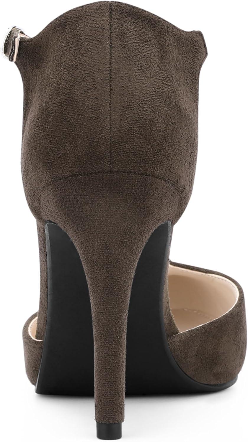 imageAllegra K Womens Rounded Toe Stiletto Heel TStrap Dress PumpsCoffee