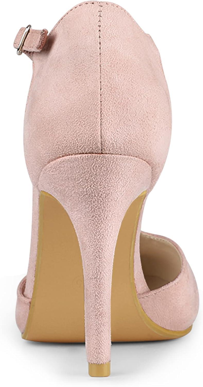 imageAllegra K Womens Rounded Toe Stiletto Heel TStrap Dress PumpsDust Pink