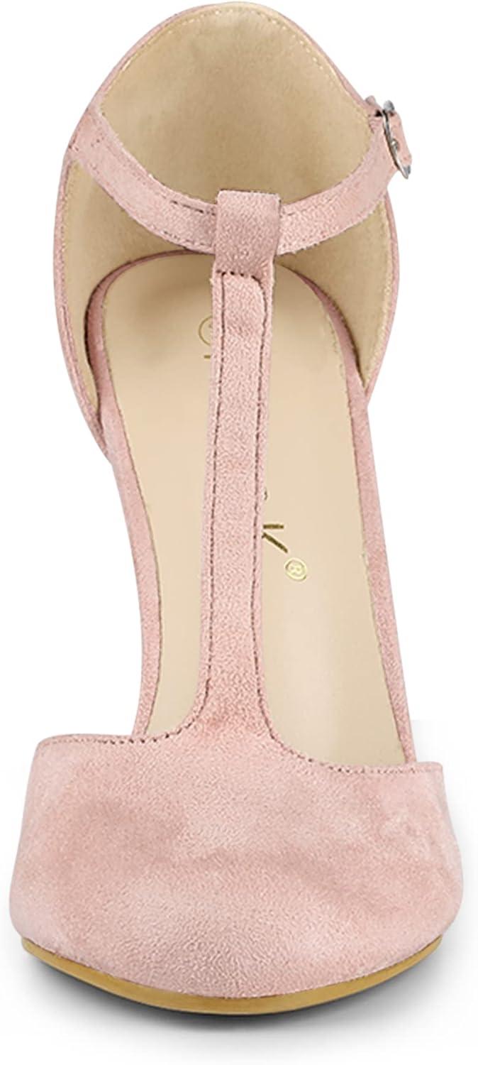 imageAllegra K Womens Rounded Toe Stiletto Heel TStrap Dress PumpsDust Pink