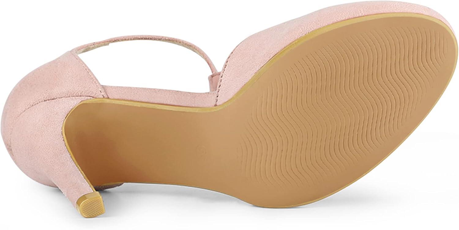imageAllegra K Womens Rounded Toe Stiletto Heel TStrap Dress PumpsDust Pink