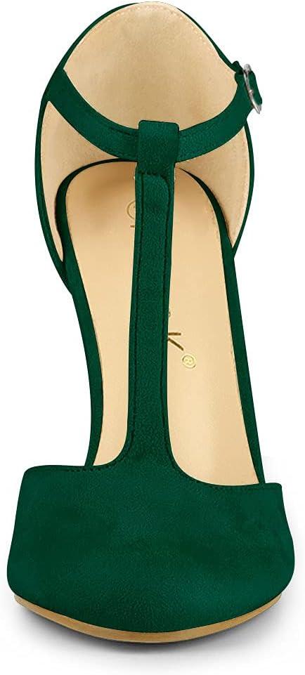 imageAllegra K Womens Rounded Toe Stiletto Heel TStrap Dress PumpsGreen
