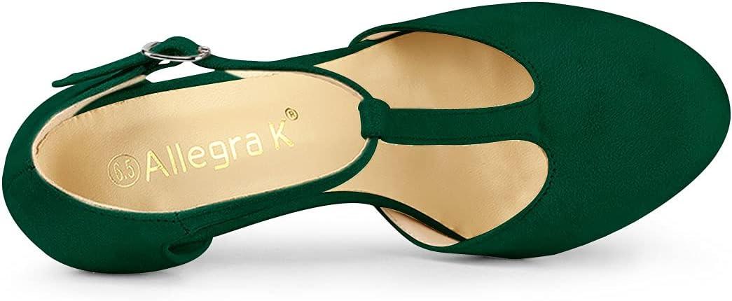 imageAllegra K Womens Rounded Toe Stiletto Heel TStrap Dress PumpsGreen