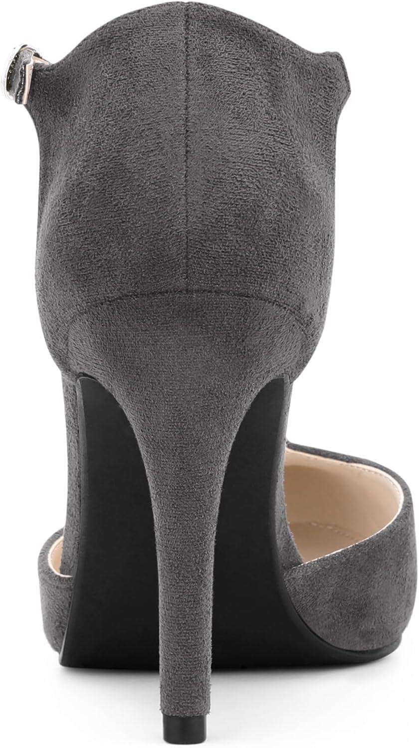 imageAllegra K Womens Rounded Toe Stiletto Heel TStrap Dress PumpsGrey