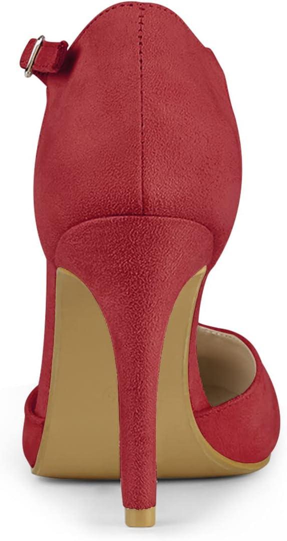 imageAllegra K Womens Rounded Toe Stiletto Heel TStrap Dress PumpsRed