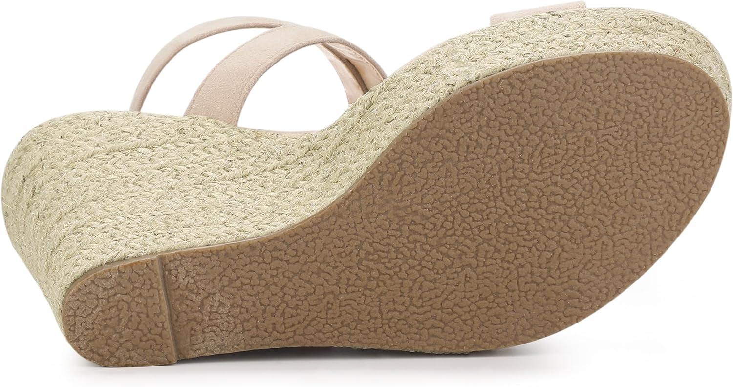 imageAllegra K Womens Slingback Crisscross Espadrille Wedges Heel SandalsBeige