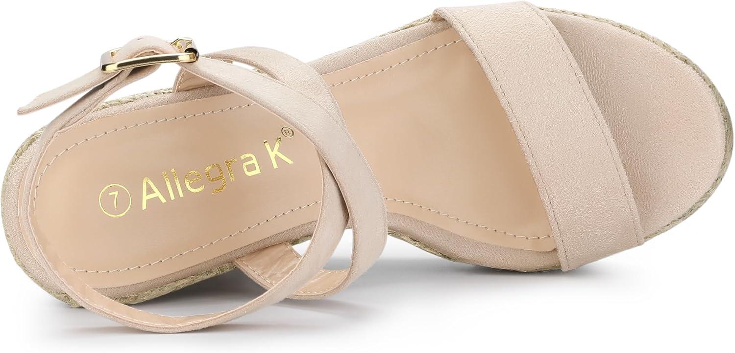 imageAllegra K Womens Slingback Crisscross Espadrille Wedges Heel SandalsBeige