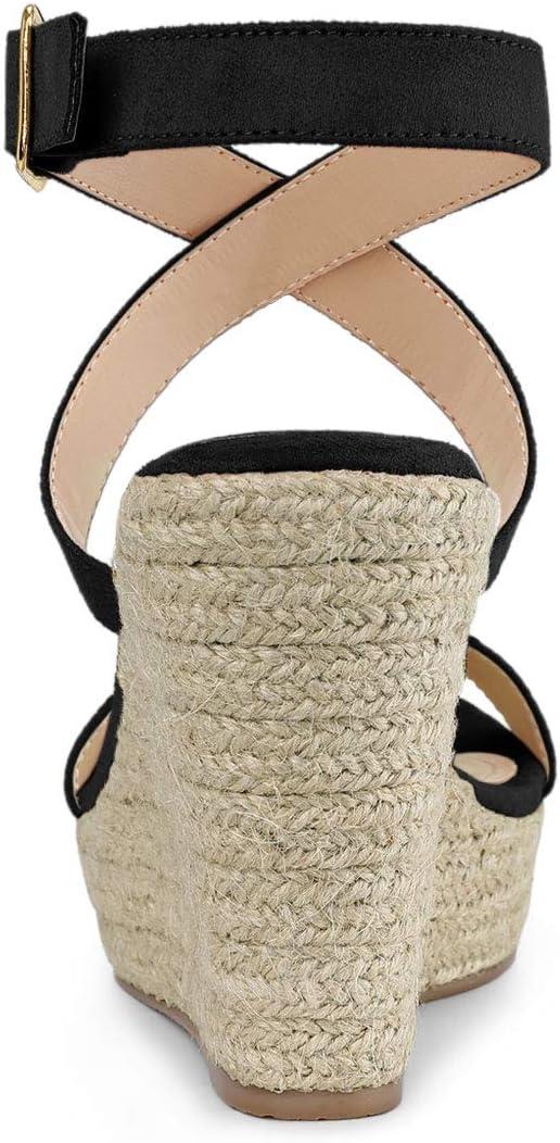 imageAllegra K Womens Slingback Crisscross Espadrille Wedges Heel SandalsBlack