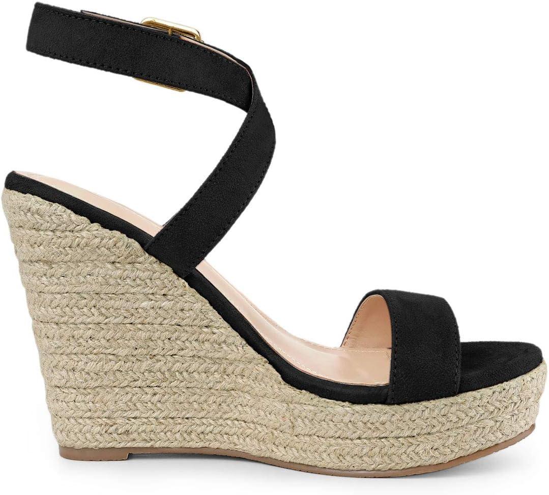 imageAllegra K Womens Slingback Crisscross Espadrille Wedges Heel SandalsBlack